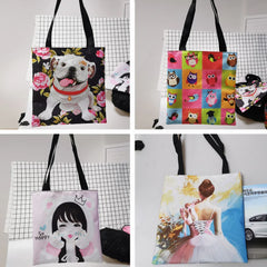 Colorful Elephant Print Totes Bag Women Casual Shoulder Bags