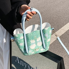 Colorful Print Bucket Bag for Women Large Capacity Shoulder Totes
