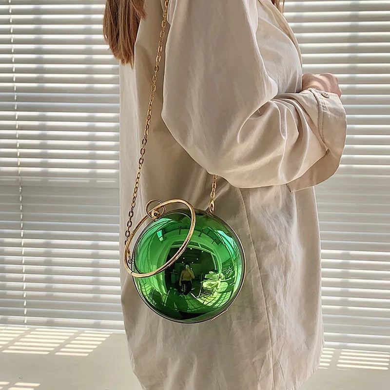 Colorful Round Shape Party Clutches Mini Chain Shoulder Bag