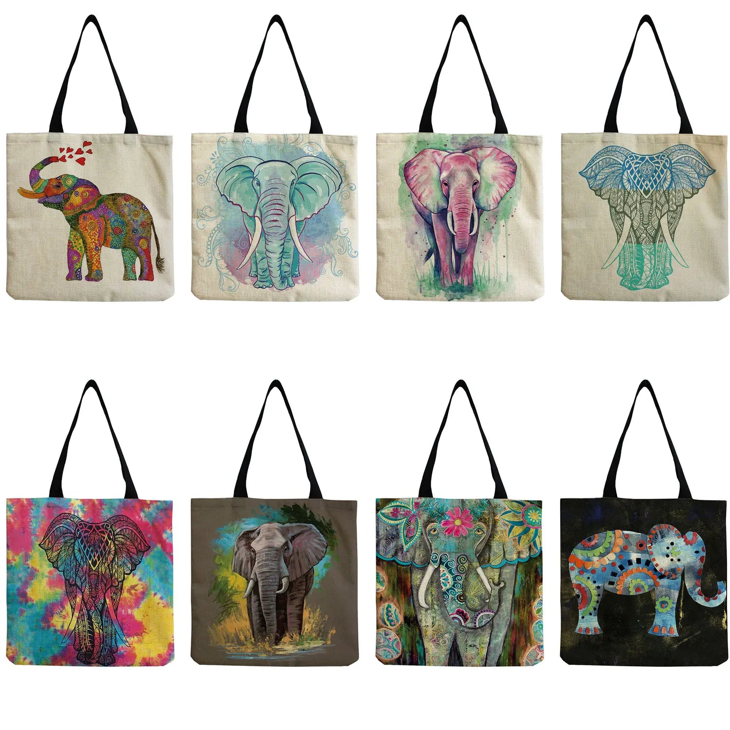 Elephant Print Handbags For Women Animal Tote Bag Large Capacity Shoulder Bag