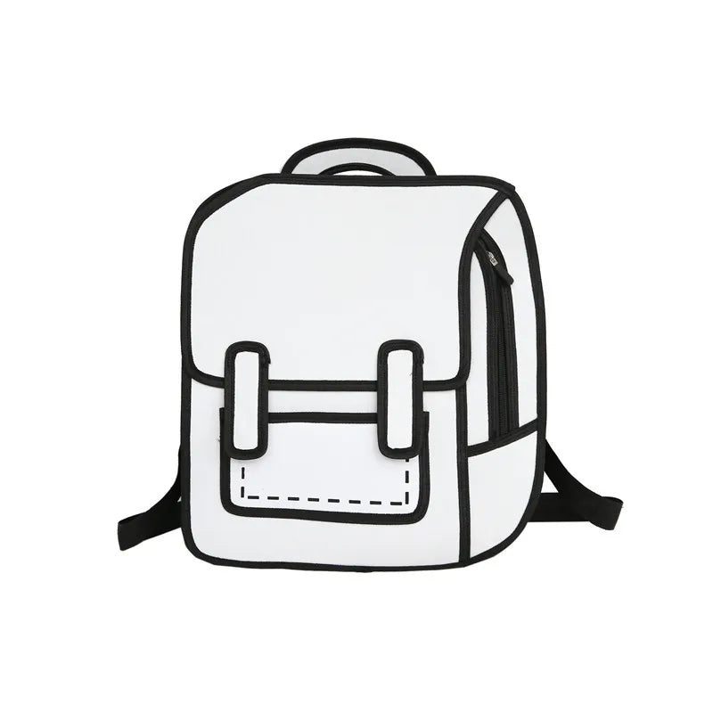 3D Stereo Comic Backpack for Girls - Canvas Messenger Tote Student Bags