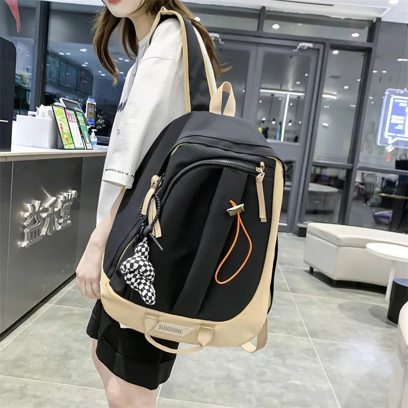 Large Capacity Women's Backpack Bag for Students, Panelled Female Backbags