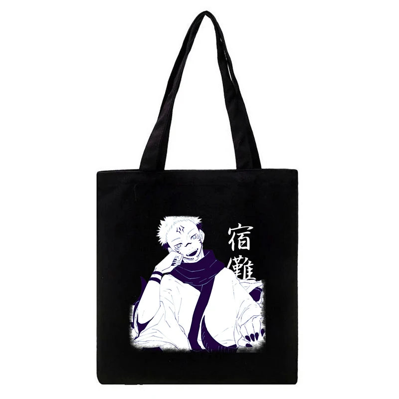 Japanese Anime Women Canvas Bag Harajuku Gothic Large Capacity Shopper Bag