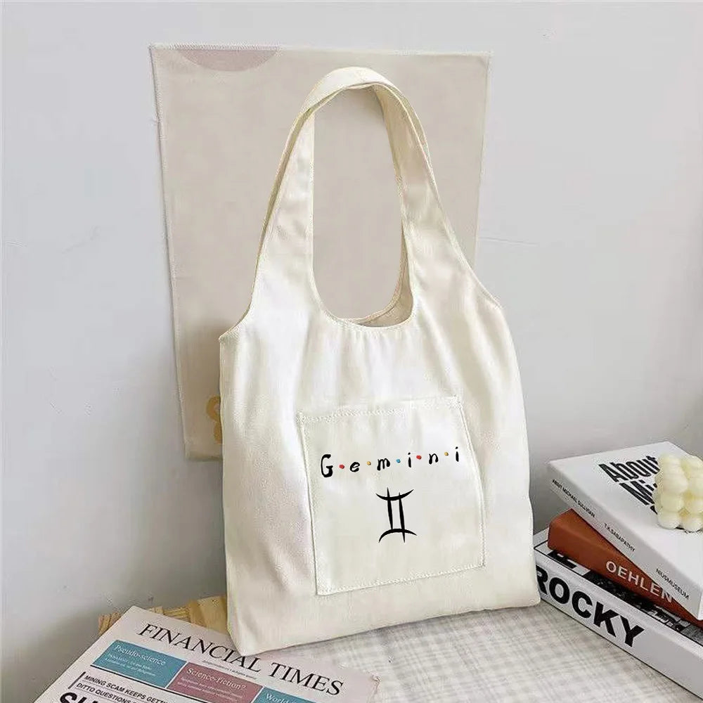 Constellation Canvas Vest Shoulder Bags Women Large Capacity Tote Bags
