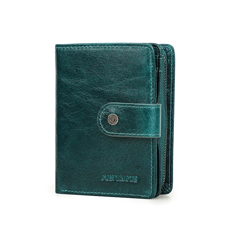 Contact's Leather Wallet Women Zipper Purses Lady Wallets for Girls Money Bag