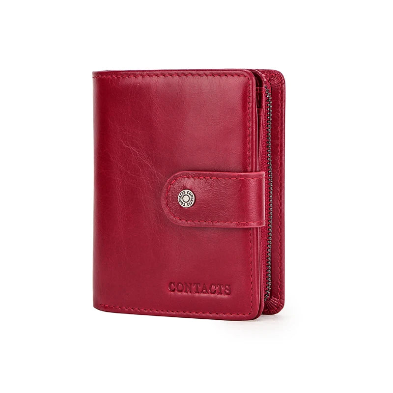 Contact's Leather Wallet Women Zipper Purses Lady Wallets for Girls Money Bag