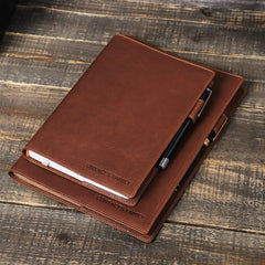 Cowhide Leather Notebook Case for A5 B5 Book - Retro Office School Travel Diary