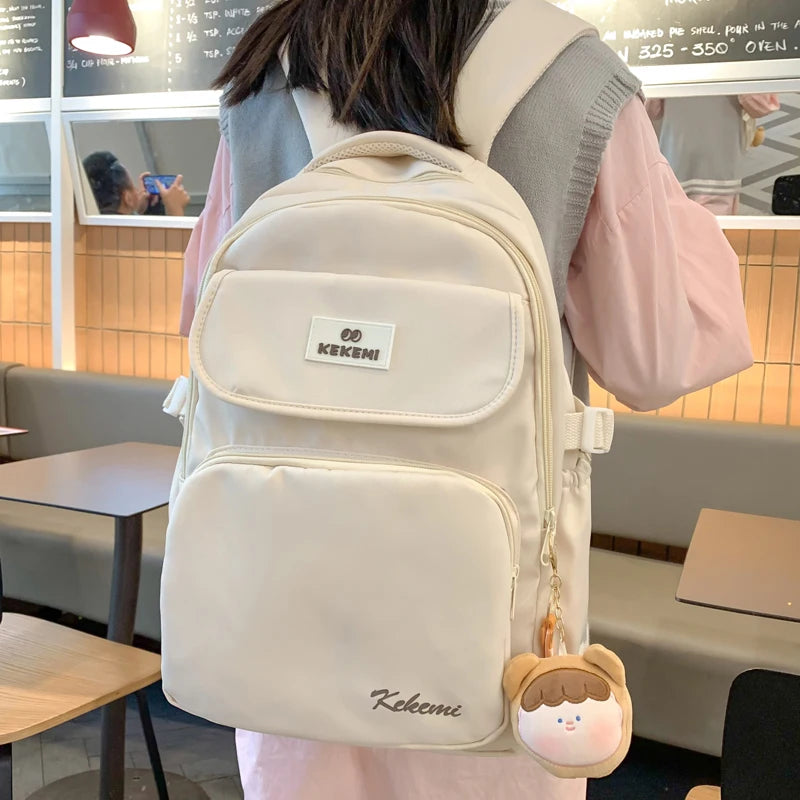 Casual Women Backpack Solid Schoolbag Waterproof Nylon Teenage Girls Travel Bag