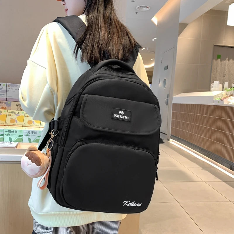 Casual Women Backpack Solid Schoolbag Waterproof Nylon Teenage Girls Travel Bag