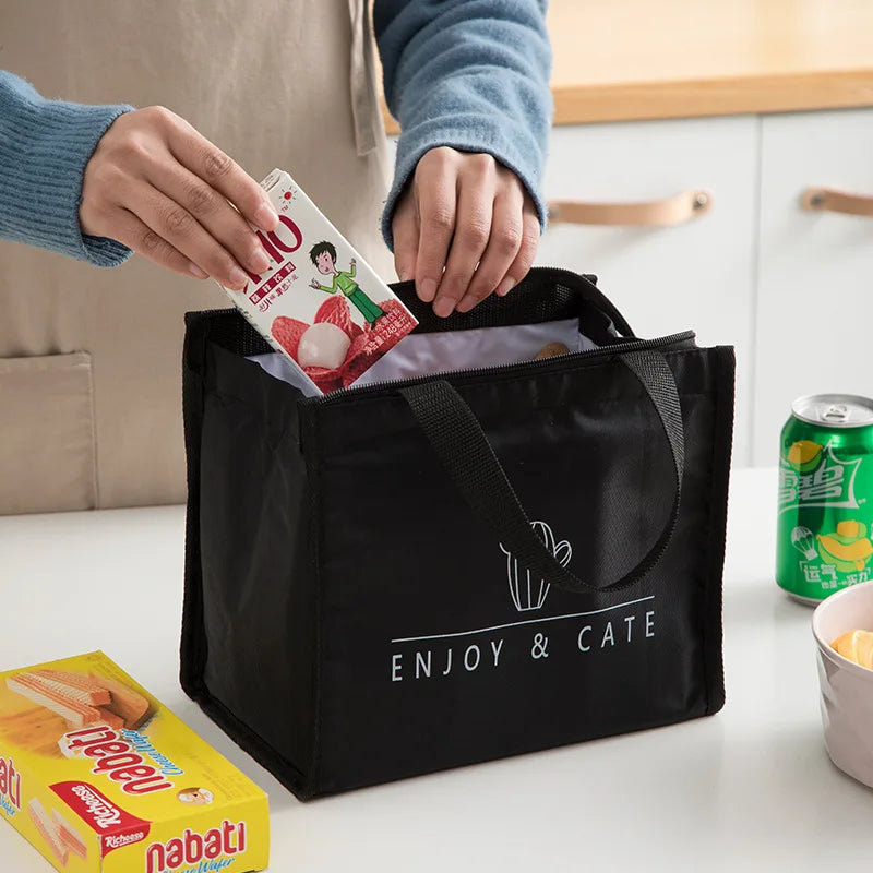 Contracted Style Insulated Lunch Bag, Durable Bento Pouch