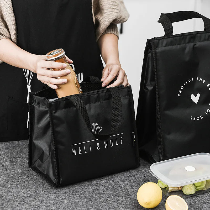Contracted Style Insulated Lunch Bag, Durable Bento Pouch