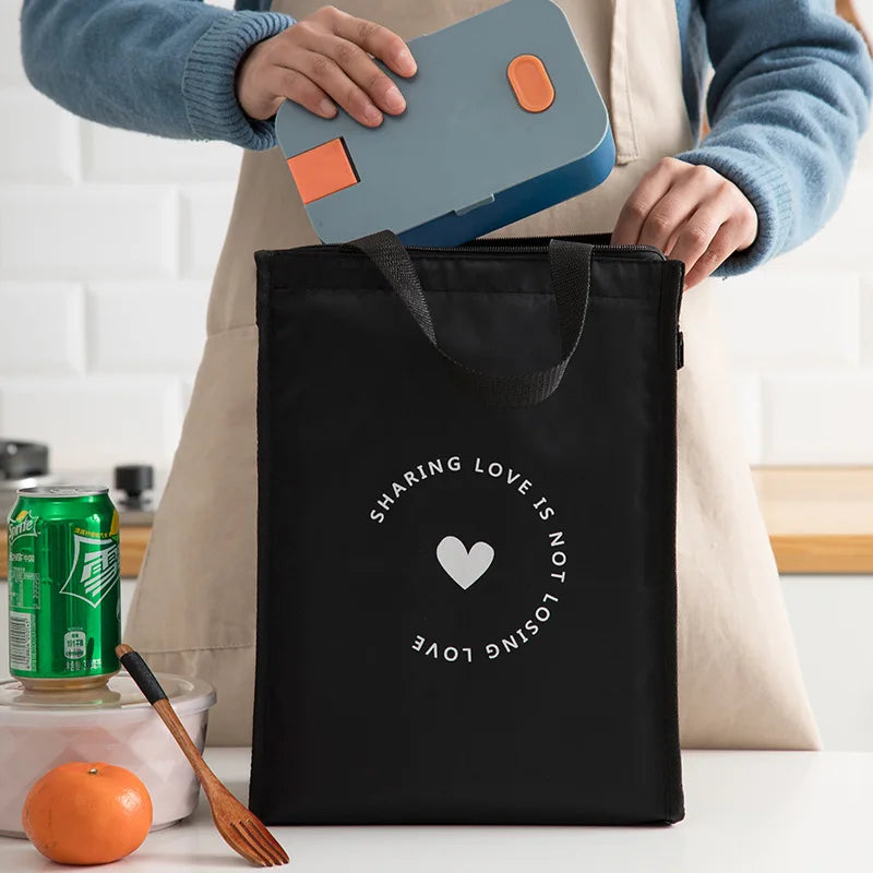 Contracted Style Insulated Lunch Bag, Durable Bento Pouch