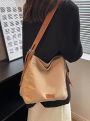 Contrast Canvas Tote Bag Women Shoulder Crossbody Commuter Shopper Handbag