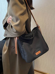 Contrast Canvas Tote Bag Women Shoulder Crossbody Commuter Shopper Handbag