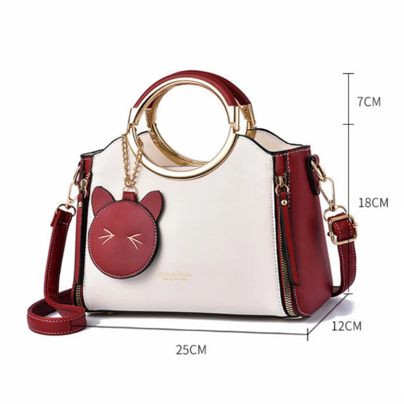 Leather Crossbody Messenger Bag Women Handbags High Shoulder Bag