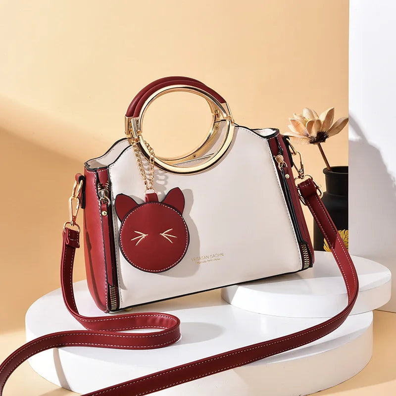 Leather Crossbody Messenger Bag Women Handbags High Shoulder Bag
