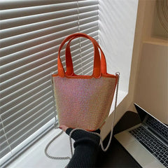 Rhinestone Crossbody Bag for Women Western Style Bucket Bag