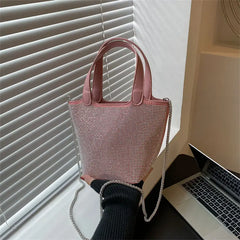 Rhinestone Crossbody Bag for Women Western Style Bucket Bag