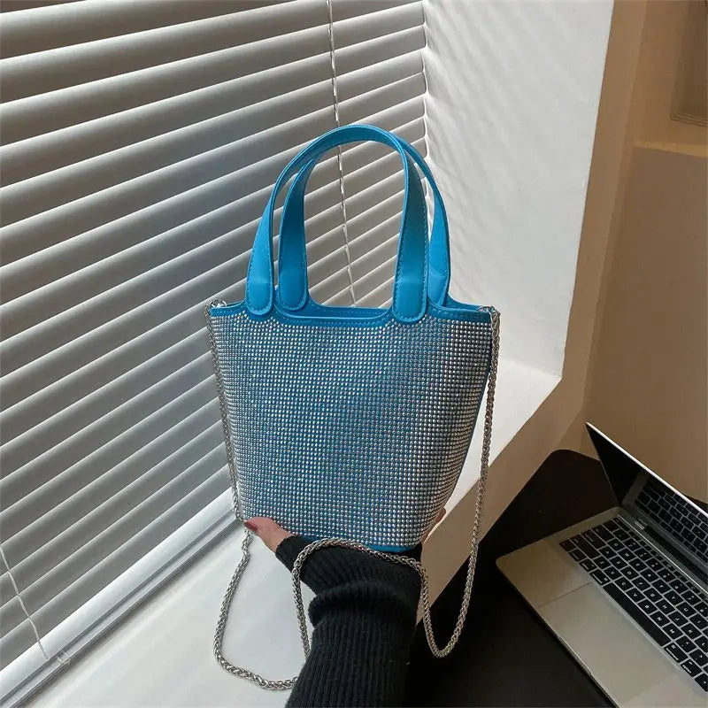 Rhinestone Crossbody Bag for Women Western Style Bucket Bag