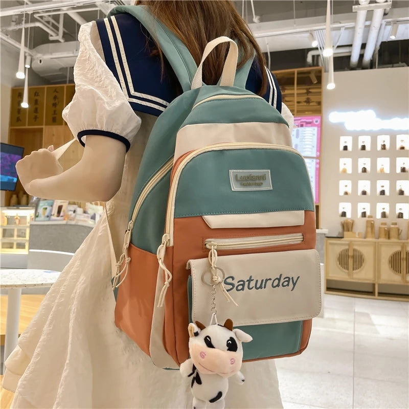 Waterproof Nylon Women Backpack Travel Rucksack Schoolbag Teenage Girl Boy