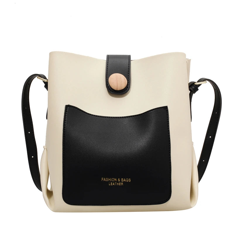 Women Bucket Bag Casual Lady Handbag High Pu Leather Crossbody Bags