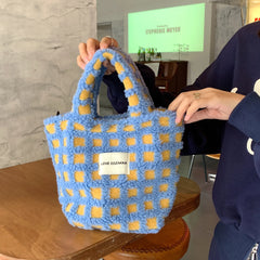 Women's Plaid Purse Handbags Retro Small Tote Shopper Bag