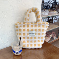 Women's Plaid Purse Handbags Retro Small Tote Shopper Bag