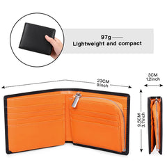 Men's Leather Purse Cowhide Change Clip High-Capacity