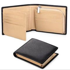 Men's Leather Purse Cowhide Change Clip High-Capacity