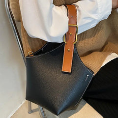 Tote Bucket Bag PU Leather Women's Handbag Travel Shoulder Messenger