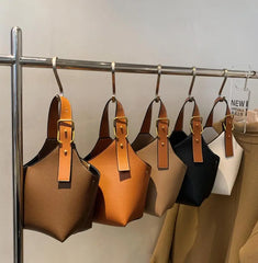 Tote Bucket Bag PU Leather Women's Handbag Travel Shoulder Messenger