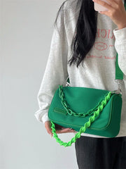 Vintage Chain Women Rose Underarm Bag Hand Woven Belt Female Shoulder Bags