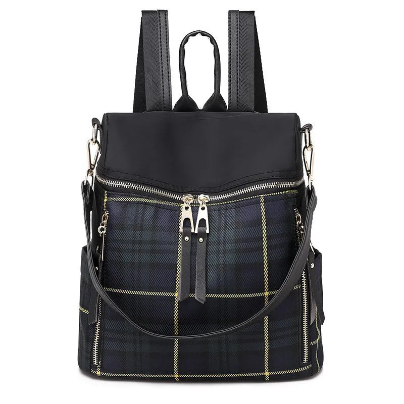 Plaid Light Women's Backpack Oxford Cloth Travel Bag
