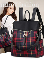 Plaid Light Women's Backpack Oxford Cloth Travel Bag