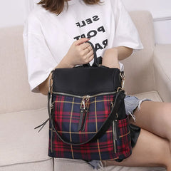 Plaid Light Women's Backpack Oxford Cloth Travel Bag