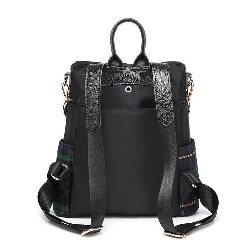 Plaid Light Women's Backpack Dual-use Oxford Cloth Travel Bag