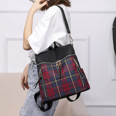 Plaid Light Women's Backpack Oxford Cloth Travel Bag