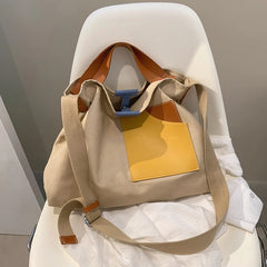 Canvas Bucket Bag One-Shoulder Messenger Bag Women's Large Capacity Tote