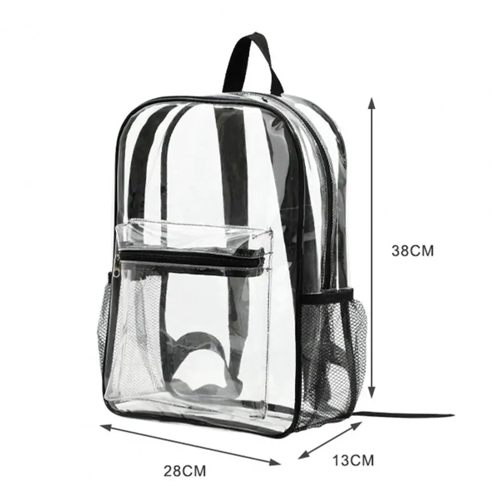 Unisex Backpack Transparent Organizer PVC Lightweight School Bag