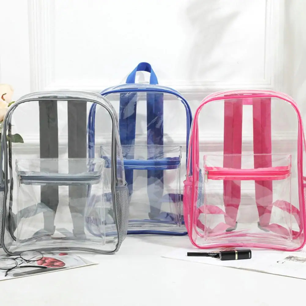 Unisex Backpack Transparent Organizer PVC Lightweight School Bag