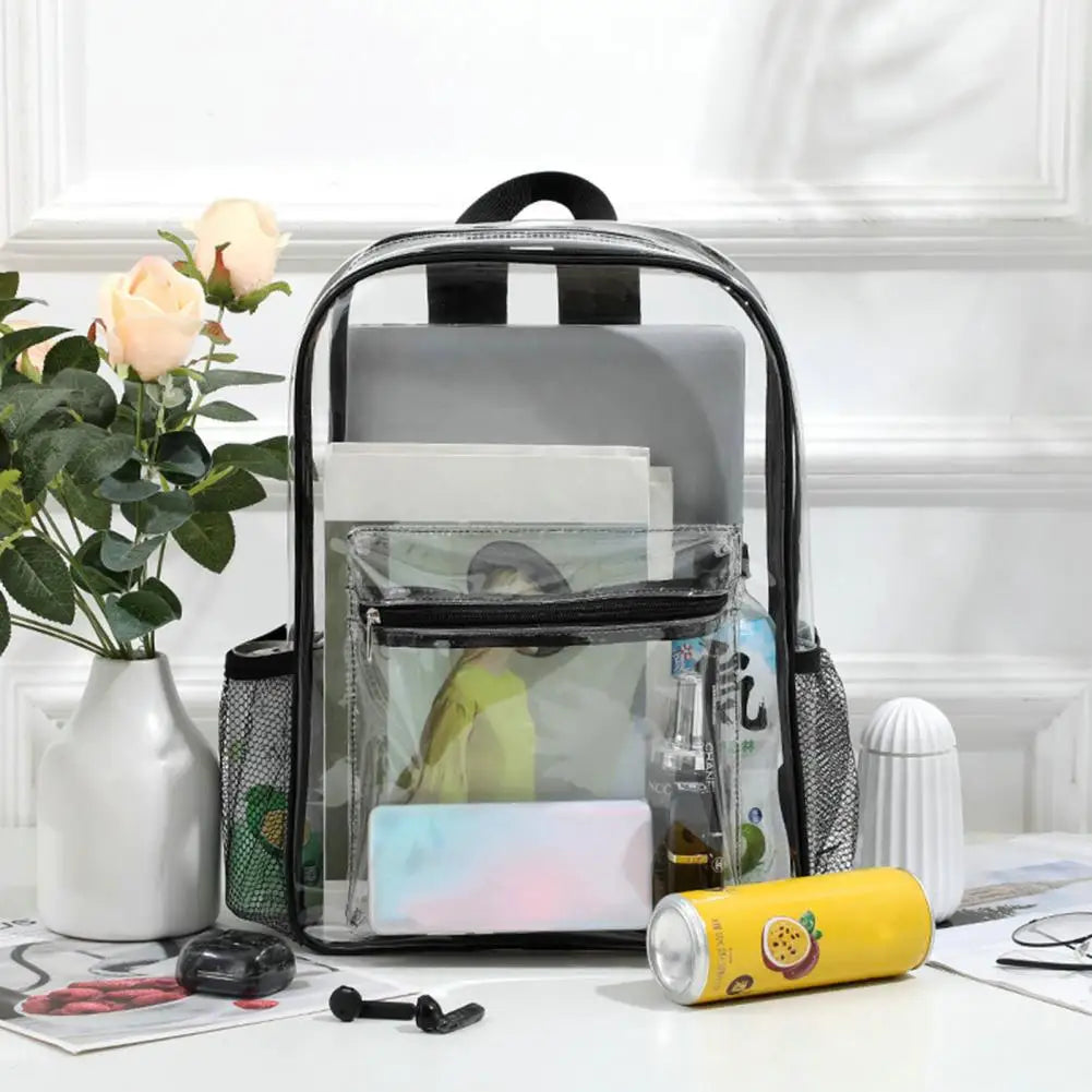 Unisex Backpack Transparent Organizer PVC Lightweight School Bag