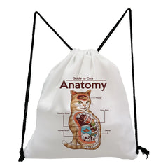 High Capacity Samurai Cat Print Drawstring Backpack