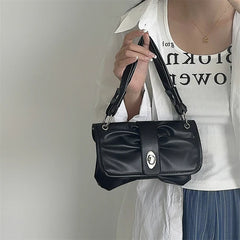 Women's Underarm Bags Clutch Purse Handbag PU Leather Female Folds Shoulder Mess