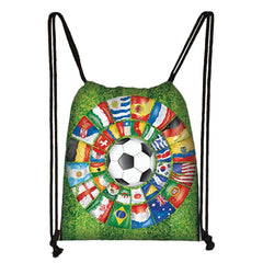 Soccer Print Drawstring Bag Men Casual Backpack