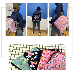 Soccer Print Drawstring Bag Men Casual Backpack