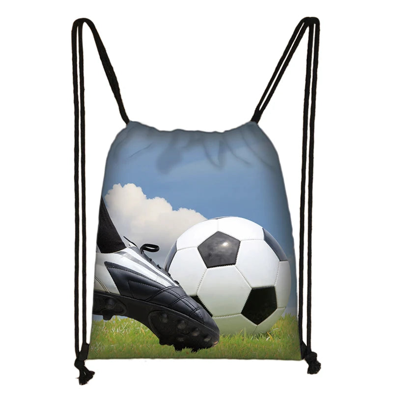 Soccer Print Drawstring Bag Men Casual Backpack