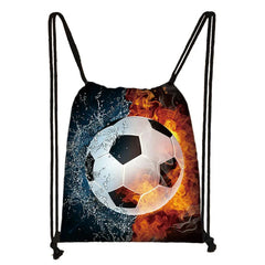 Soccer Print Drawstring Bag Men Casual Backpack