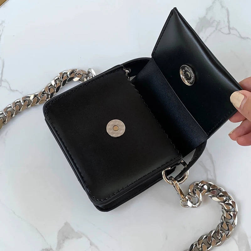 Girls Chain Small Square Shoulder Bag PU Leather Women Mini Crossbody Bags