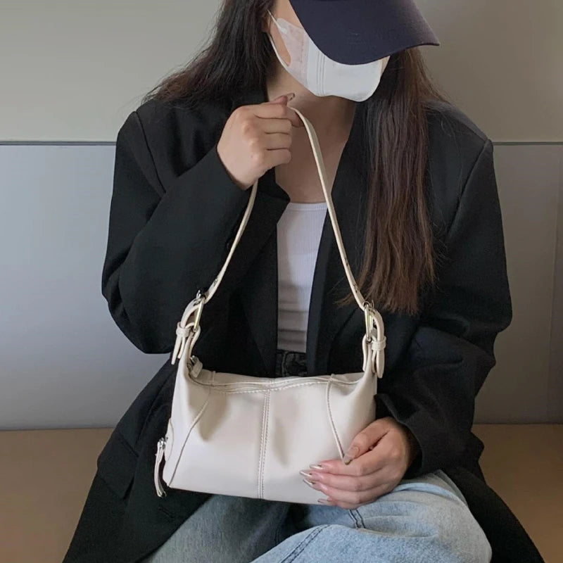 Women's Small PU Leather Shoulder Bag Underarm Hobo