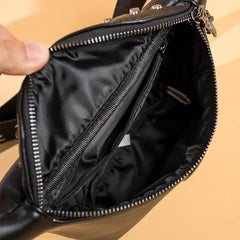 Unisex Waist Bag Pu Leather Chest Bag Skull Fanny Pack Women Waist Pack